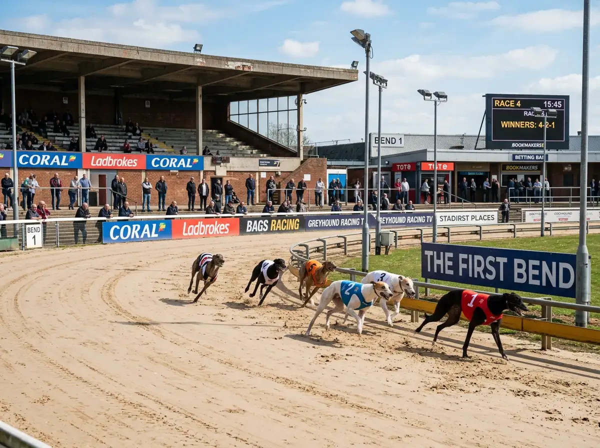 BAGS greyhound racing daytime meeting with race schedule displayed