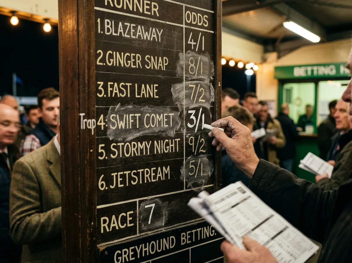 Greyhound betting odds movement chart showing smart money signals